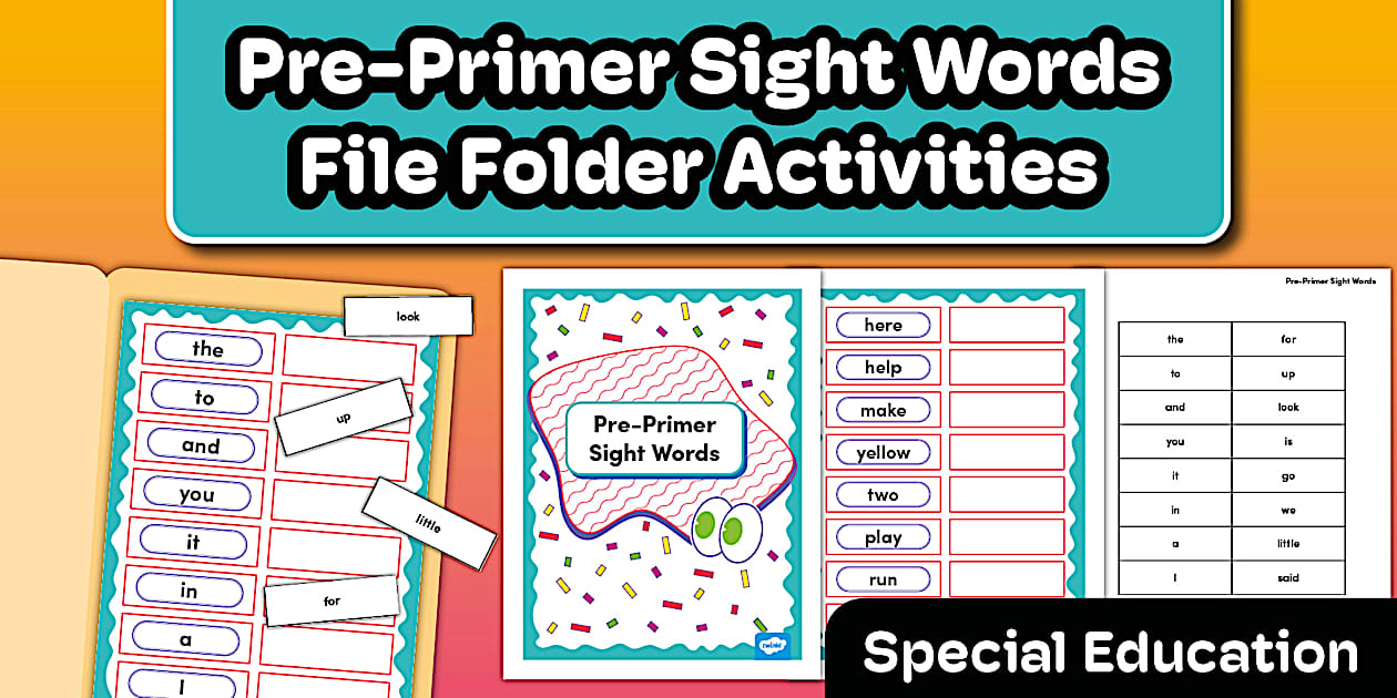 Sight Words File Folder Activities Special Education - PreK