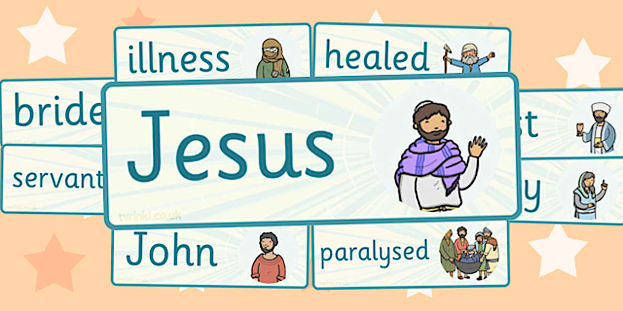 Cursive The Miracles of Jesus Bible Stories Word Cards