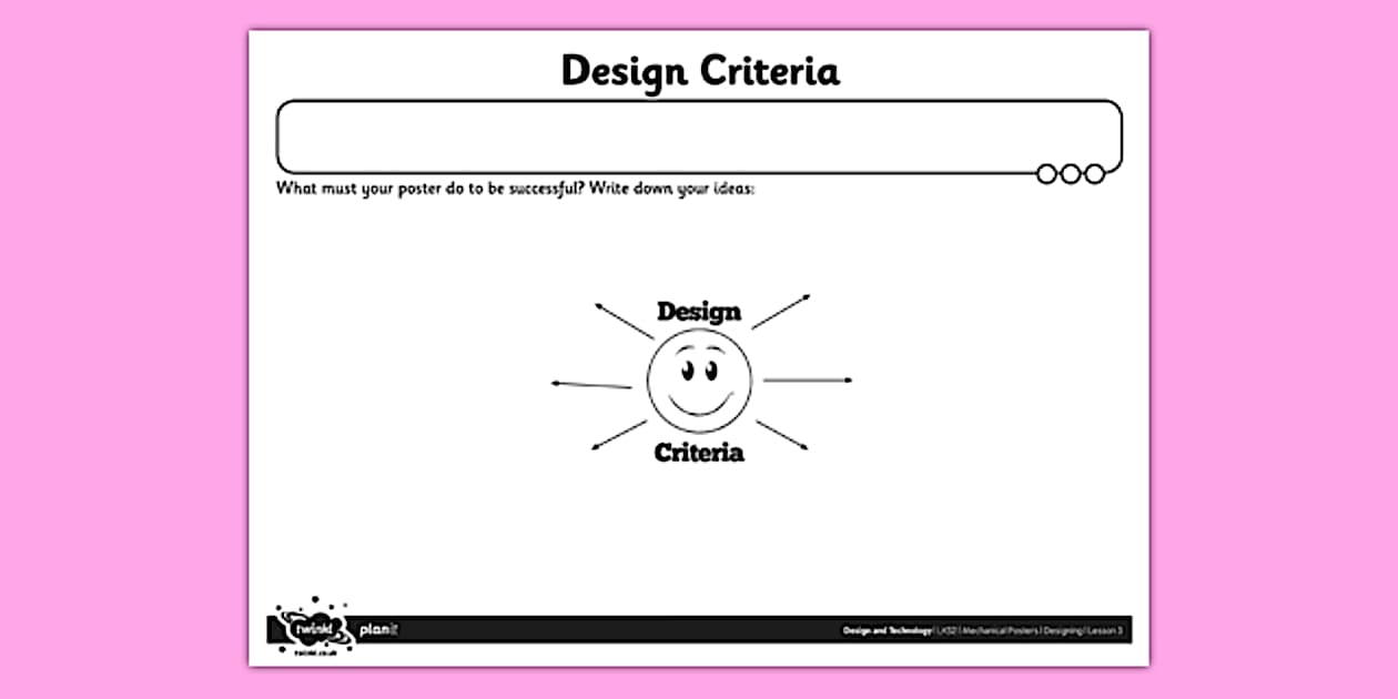 Design Criteria Worksheet / Worksheet Twinkl