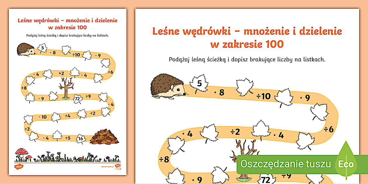 Gry Mnożenie I Dzielenie W Zakresie 100 Leśne wędrowanie | Mnożenie i dzielenie do 100 | Jesień