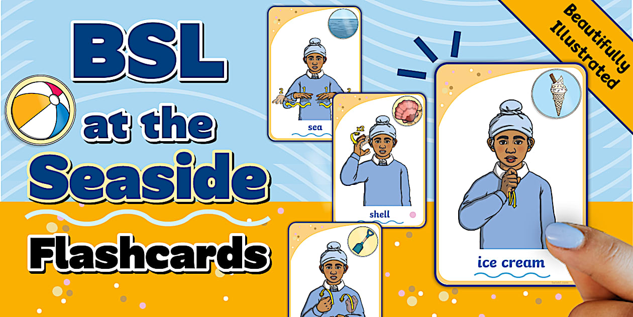 Turtle Bsl BSL Seaside Word Cards