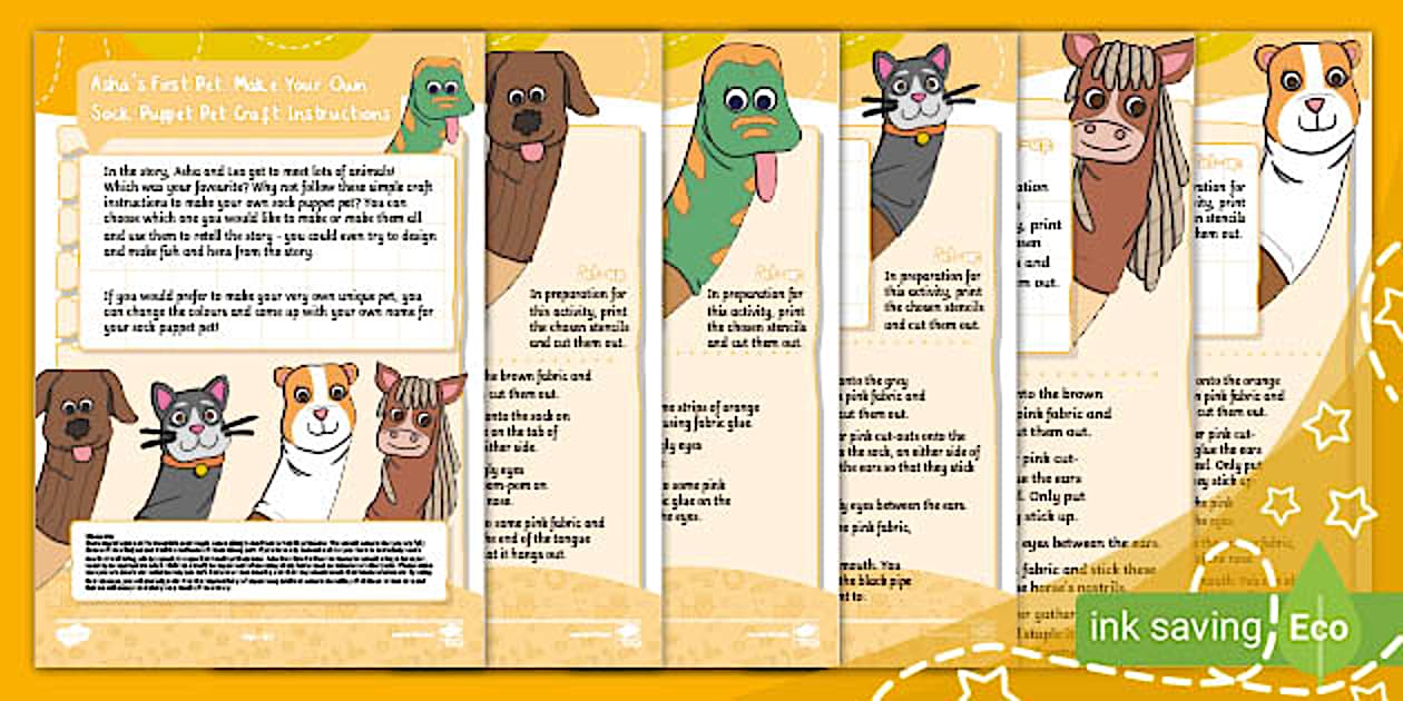 Asha #39 s First Pet: Make Your Own Sock Puppet Pet Craft