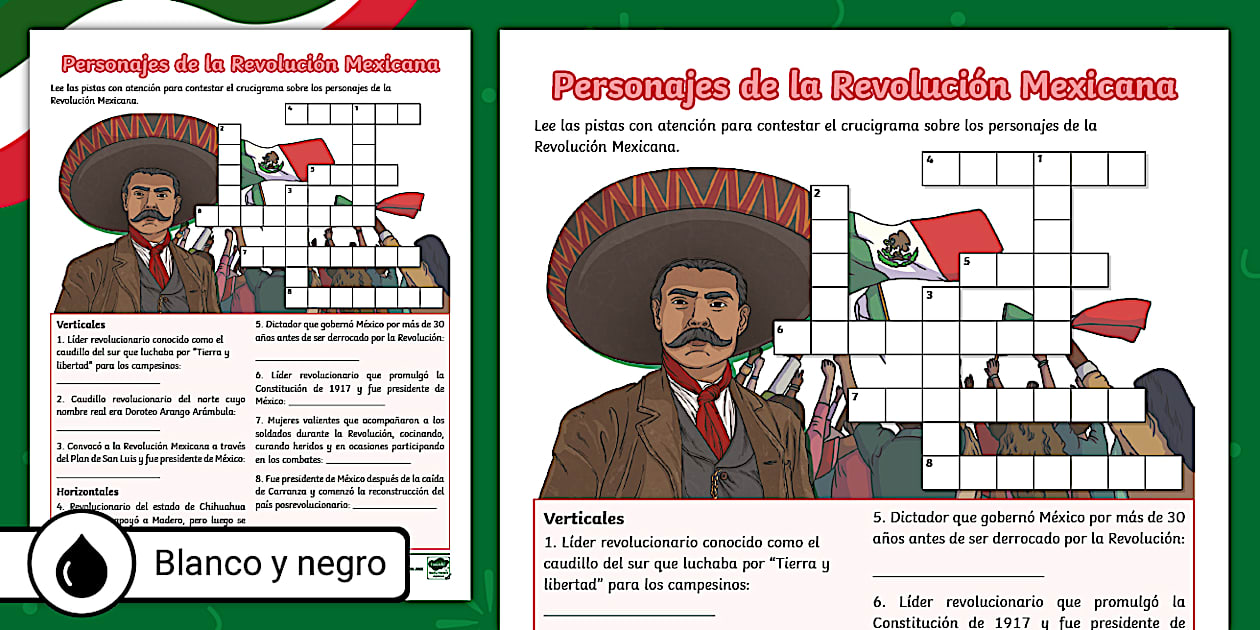 Crucigrama De La Revolucion Mexicana Resuelto www.twinkl.my
