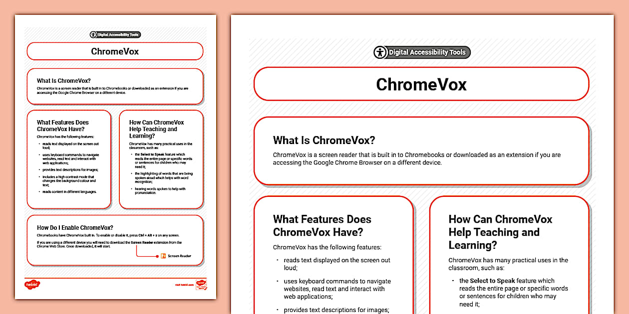 ChromeVox Digital Accessibility Tool Information Sheet