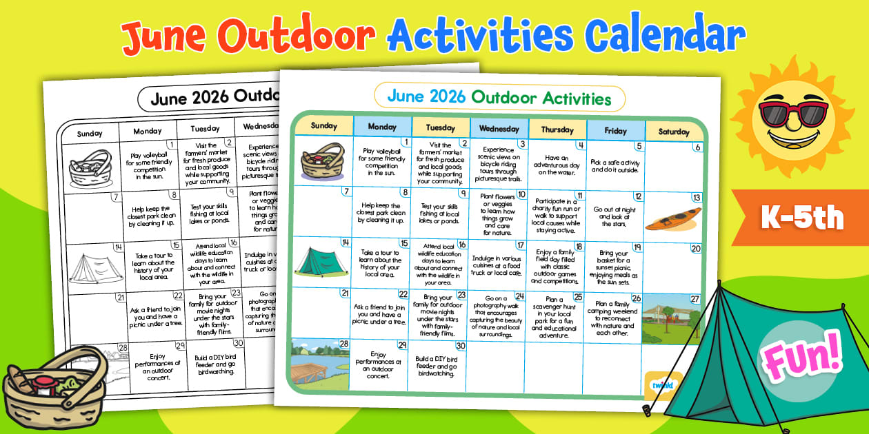 June 2026 Outdoor Activities Calendar