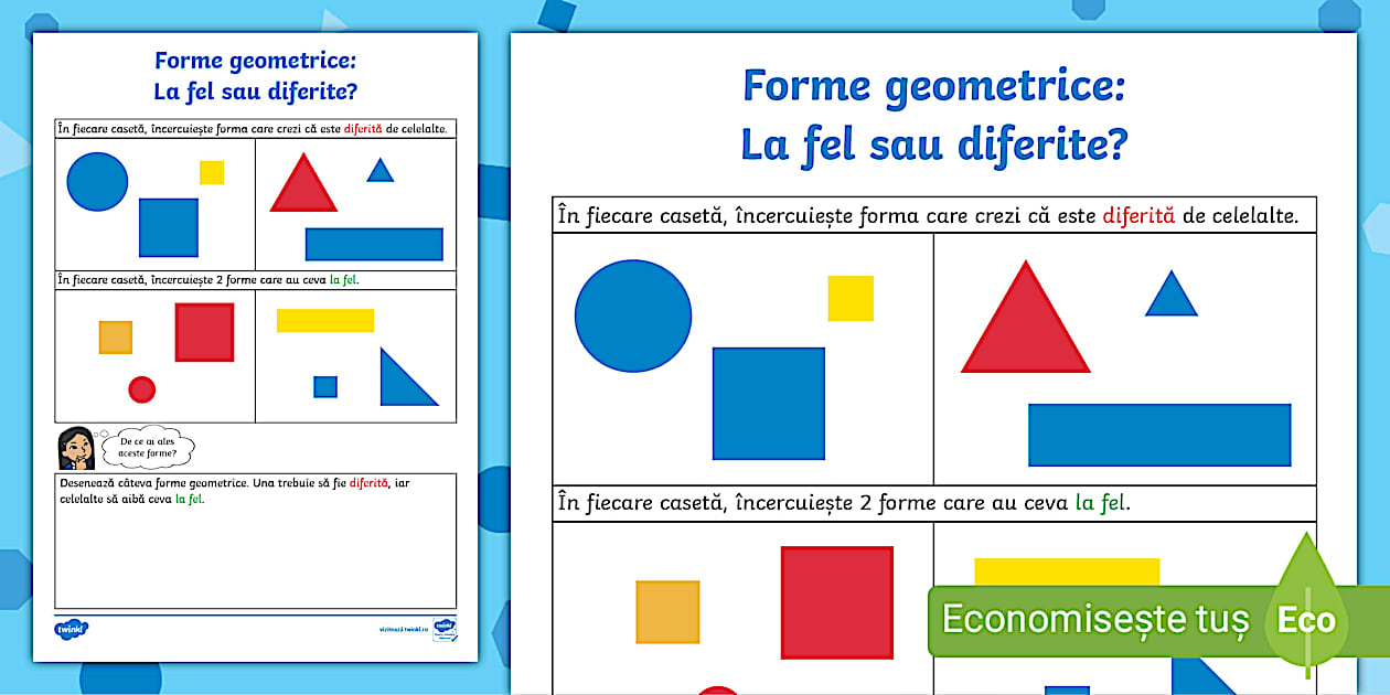 La Forme Forme geometrice: La fel sau diferite? – Fișă de activitate