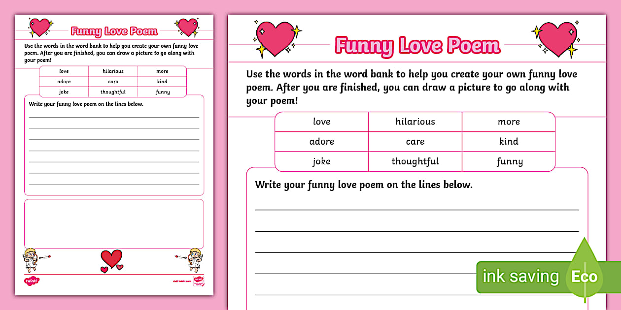 Funny Love Poem Template KS1 Valentine #39 s Day Twinkl
