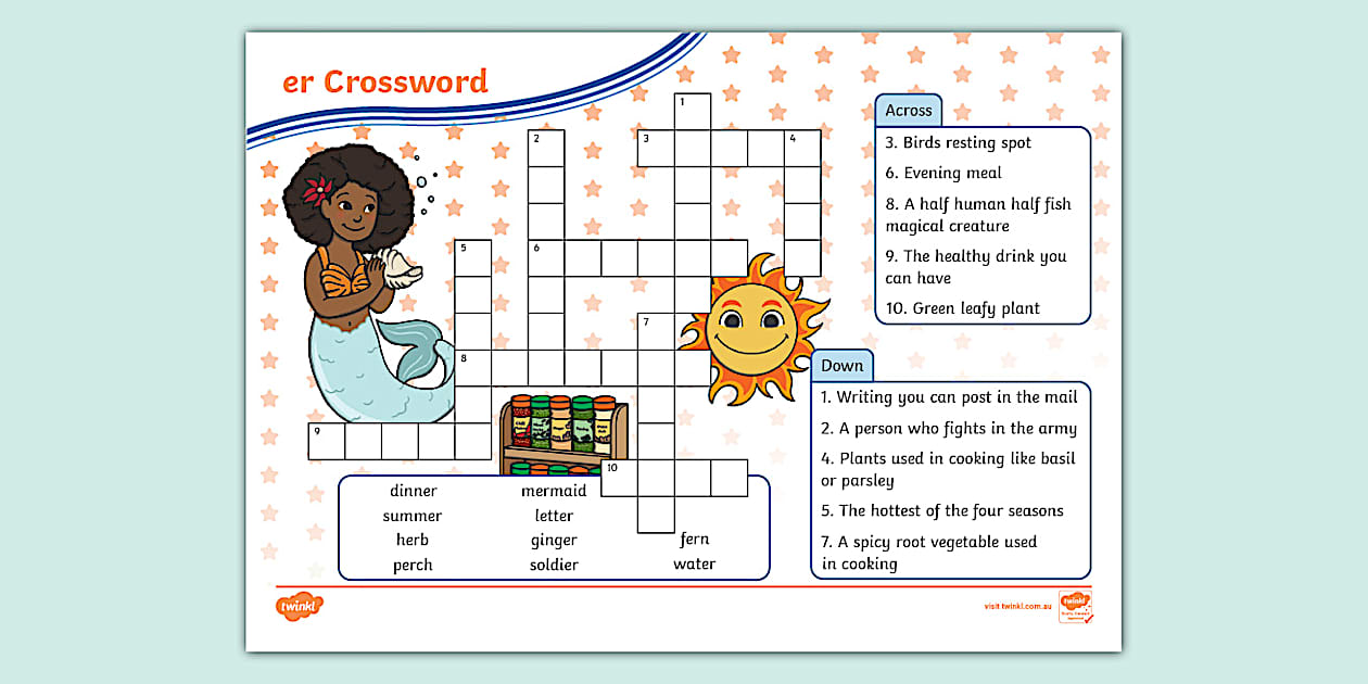 er Crossword (teacher made) Twinkl