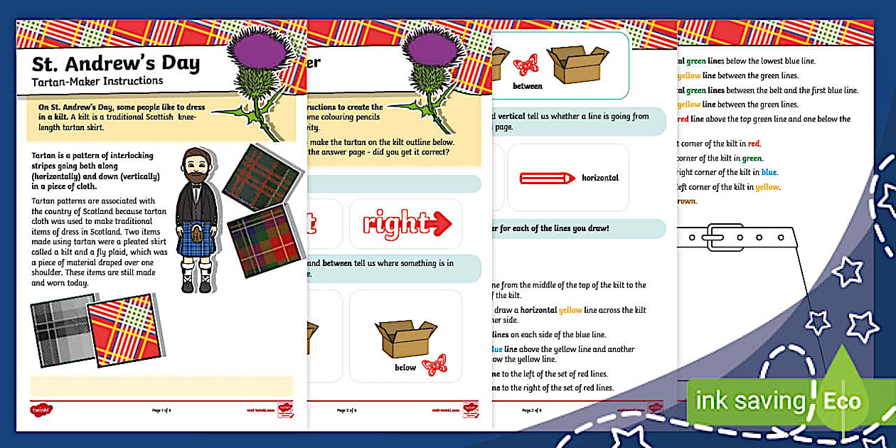 St. Andrew's Day: Tartan-Maker Instructions (Ages 5 - 7)