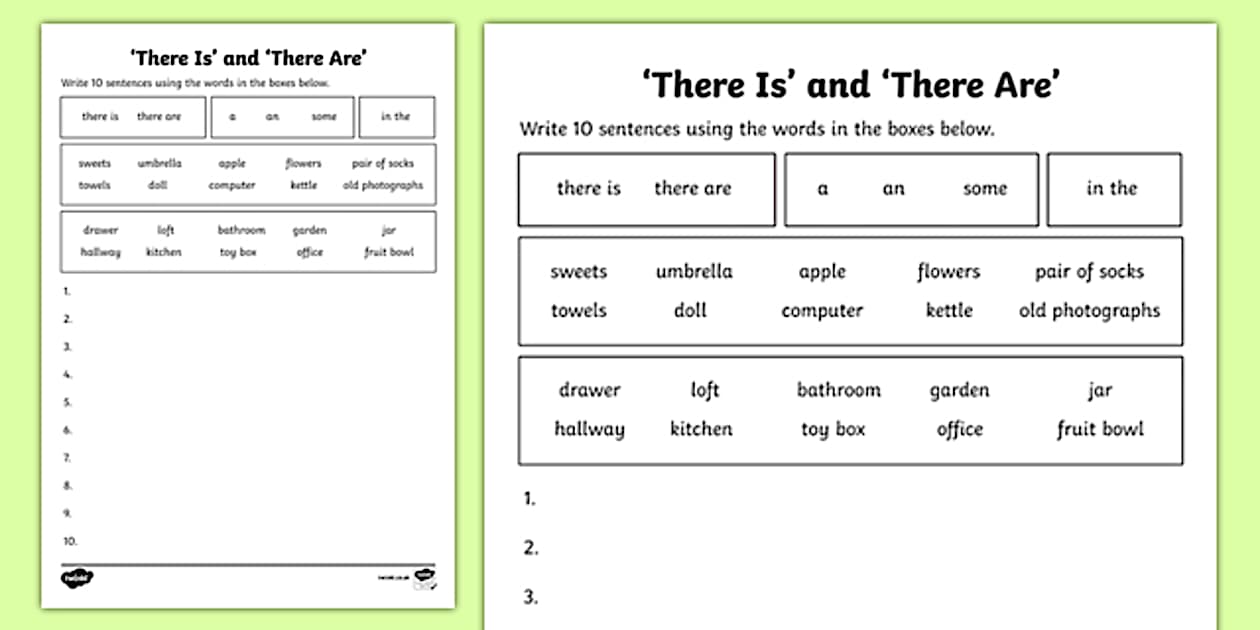 There is and There Are Worksheet (teacher made) - Twinkl
