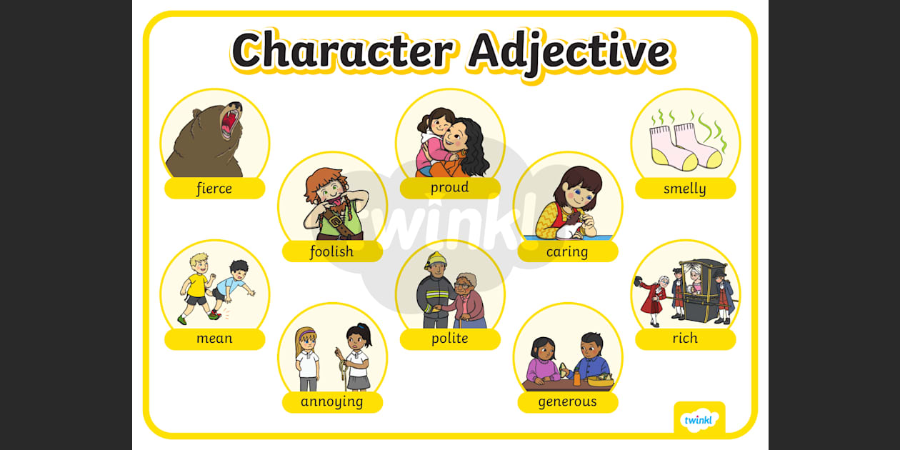 Character Adjective Word Mat Teaching Resource Twinkl