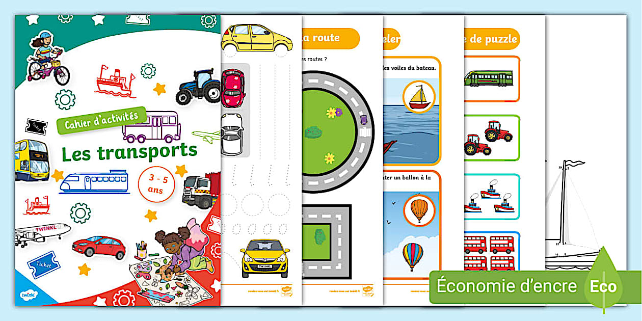 Cahier d'activités sur les transports pour 3-5 ans - Twinkl