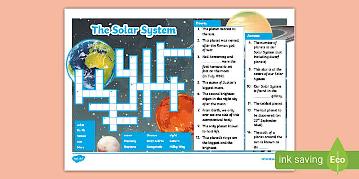 Solar System Crossword (teacher made) Twinkl