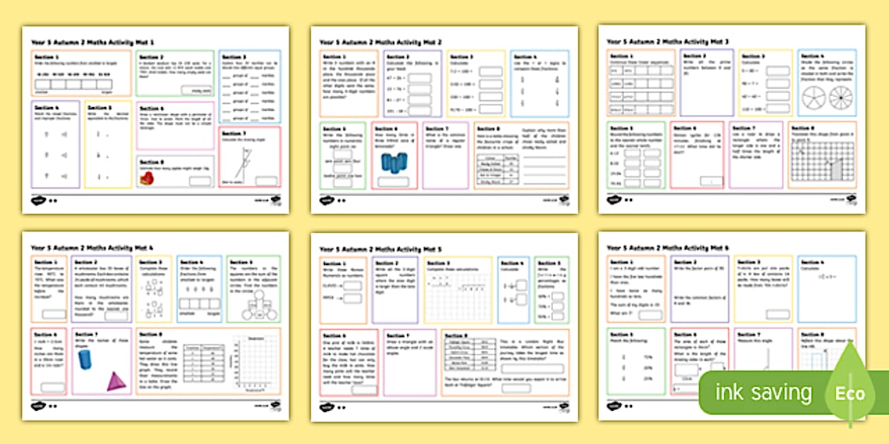 Year 5 Autumn 2 Maths Activity Mats (teacher made) - Twinkl