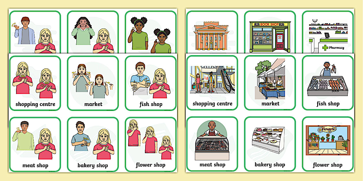 Auslan At the Shop Matching Cards (l'insegnante ha fatto)
