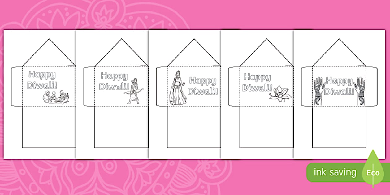 Diwali Colouring Envelope Activity (teacher made) - Twinkl