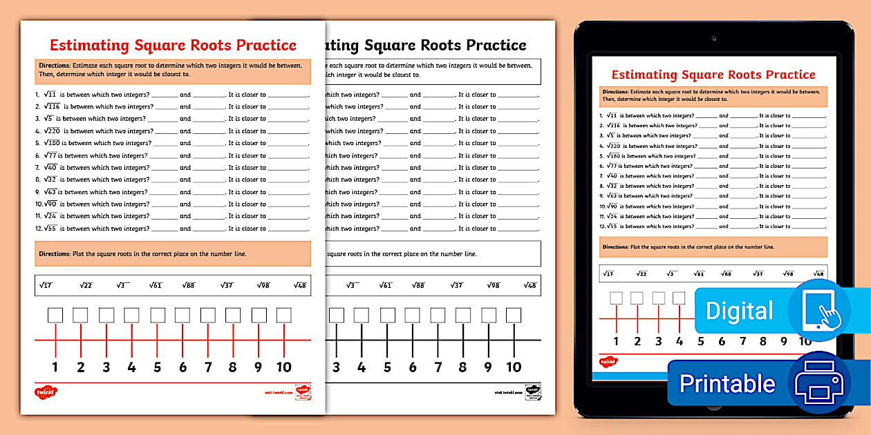 Eighth Grade Estimating Square Roots Practice - Twinkl