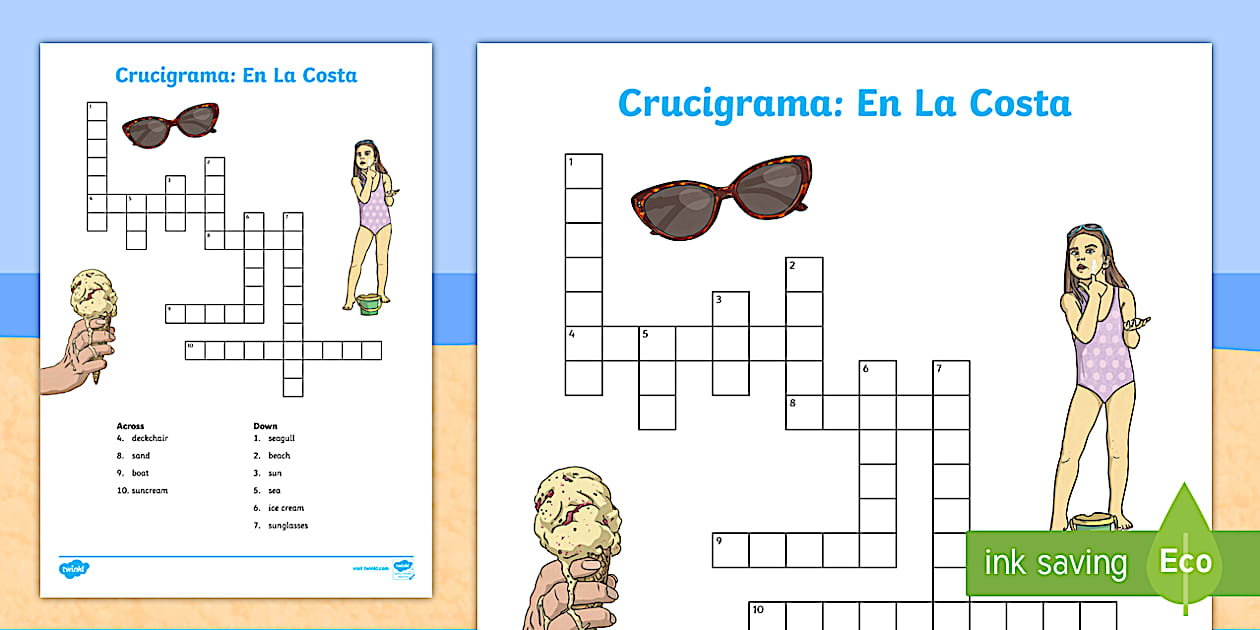 Seaside Topic Crossword Spanish (Hecho por educadores)