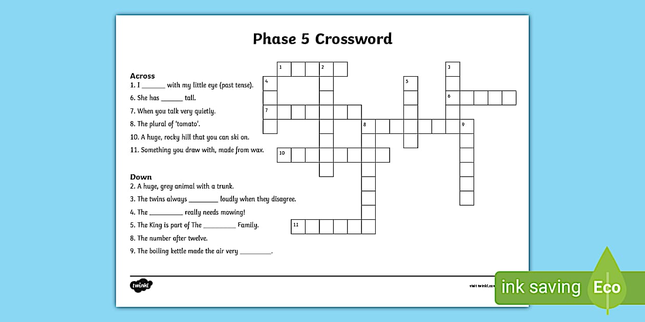 Cursive Phase 5 Phonics Crossword (Lehrer gemacht) Twinkl