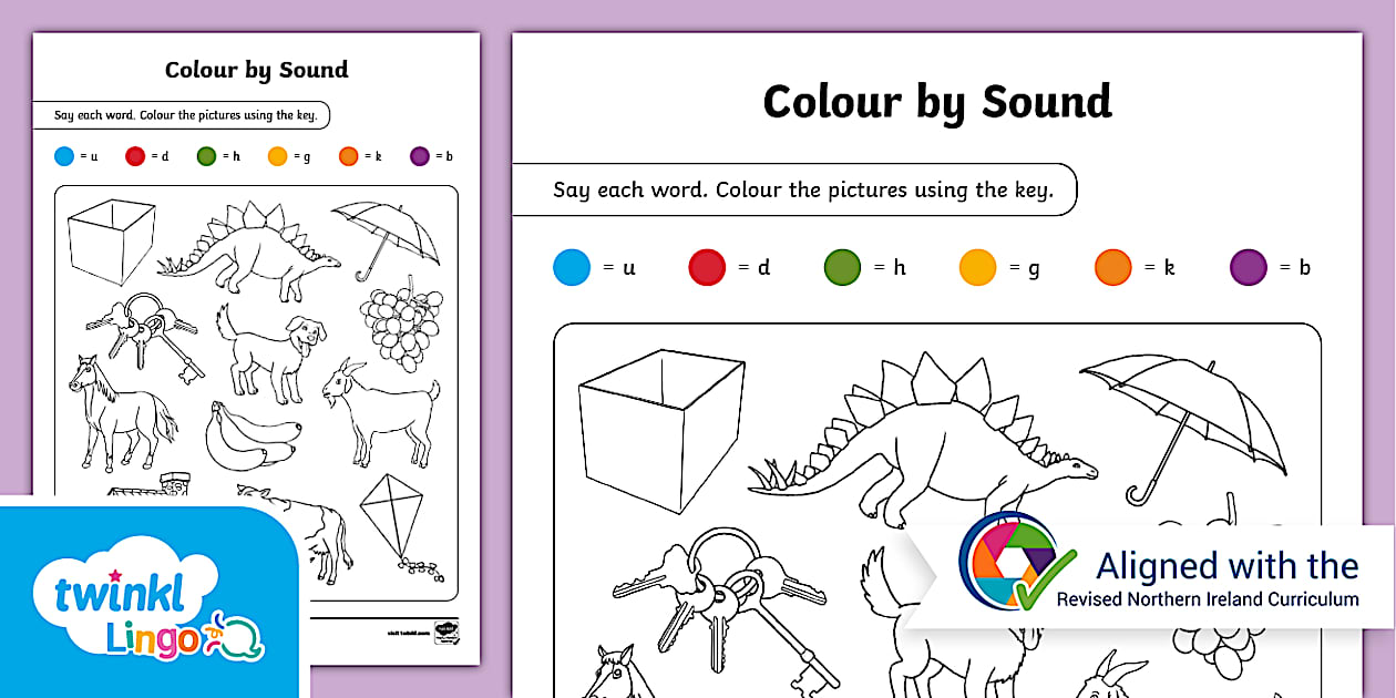 Linguistic Phonics Colour by Sound UDHGKB Activity Sheet