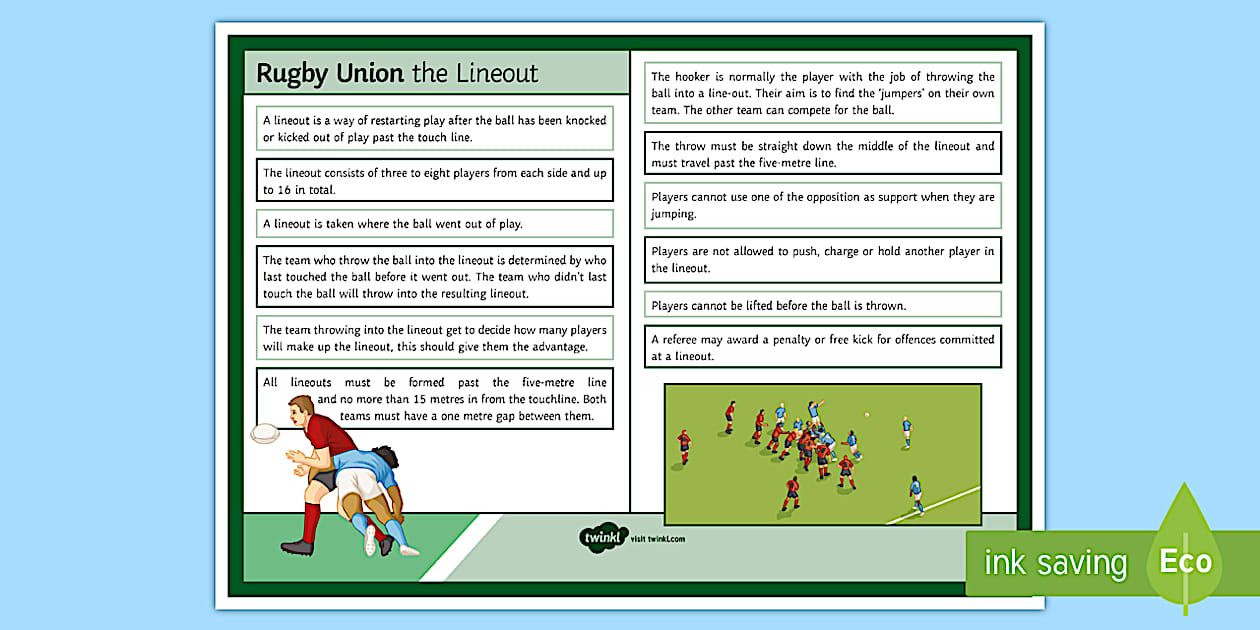 Sub Card Rugby Black and White Rugby Law Cards: Line-out (teacher made)