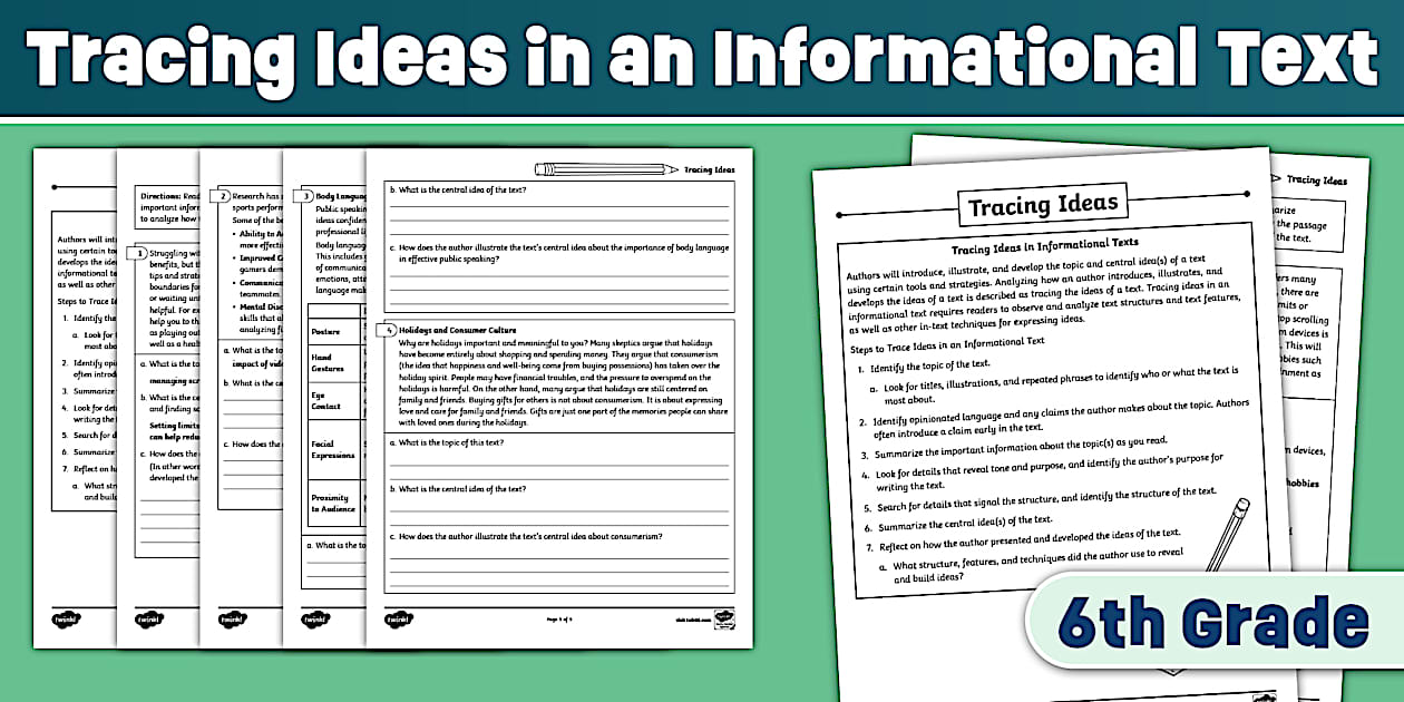 Sixth Grade Tracing Ideas in an Informational Text Worksheet