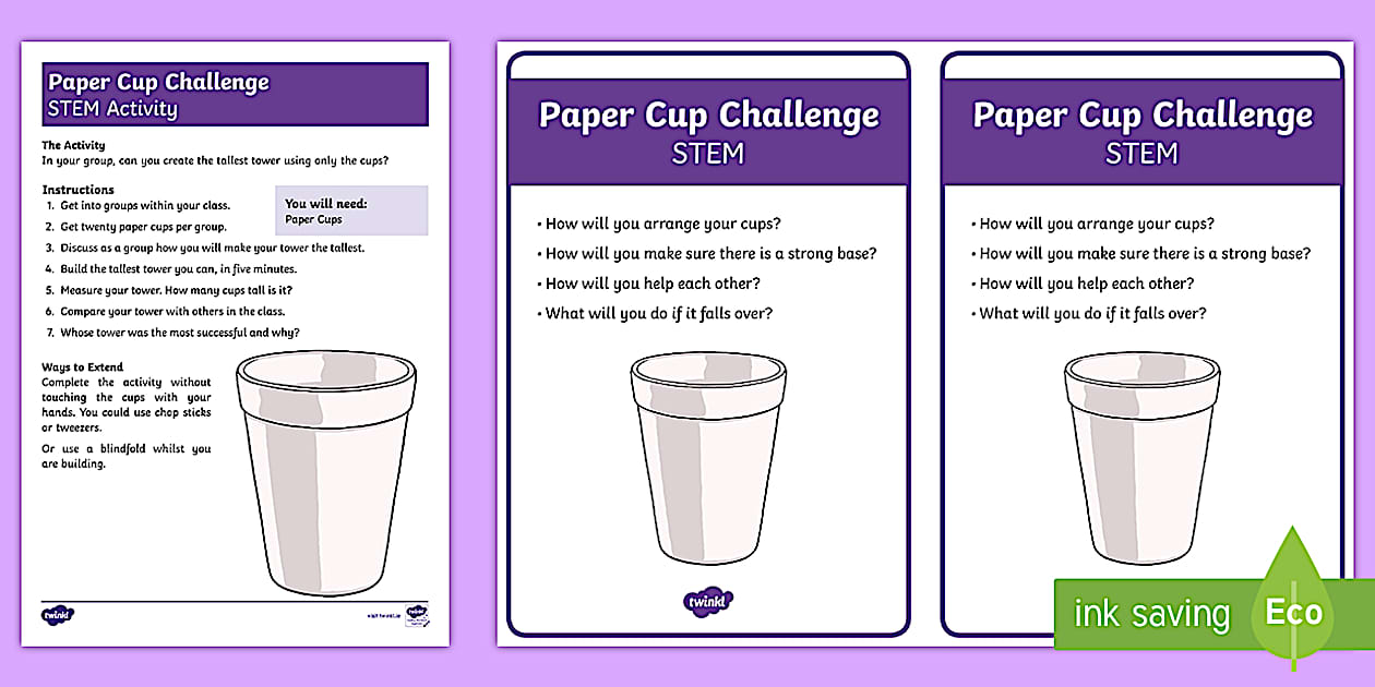 Paper Cup STEM Activity and Prompt Card Pack - Ages 5-12