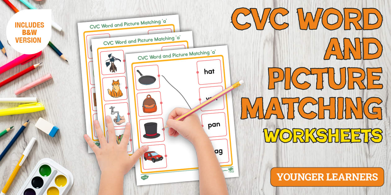 CVC Word and Picture Matching Worksheets