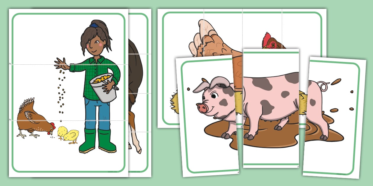 Farm Jigsaw Puzzle Strips | Toddlers | Twinkl (teacher made)