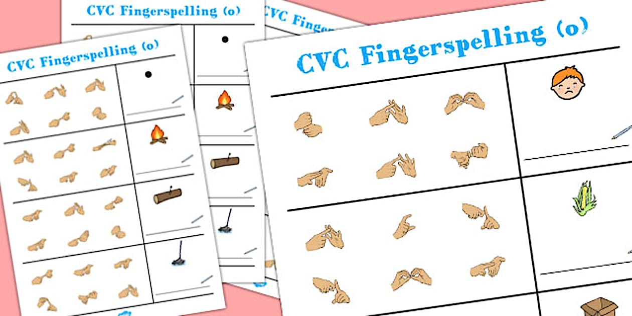 CVC Spelling Worksheets with British Sign Language 'o' - cvc