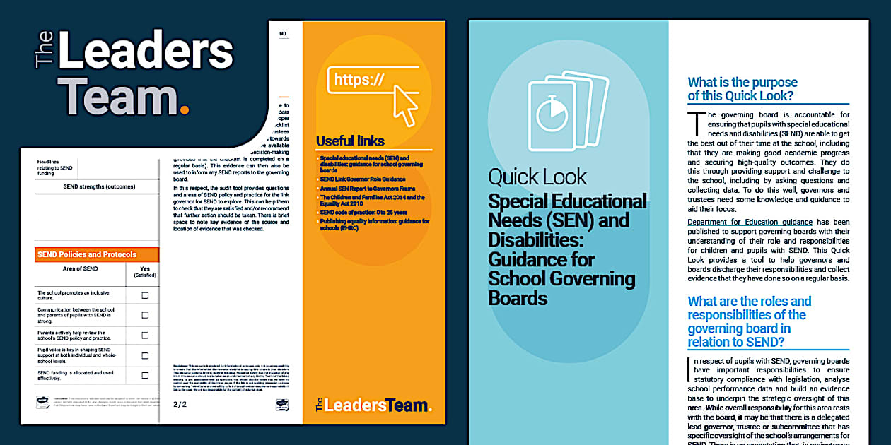 Quick Look: Special Educational Needs (SEN) and Disabilities: Guidance for