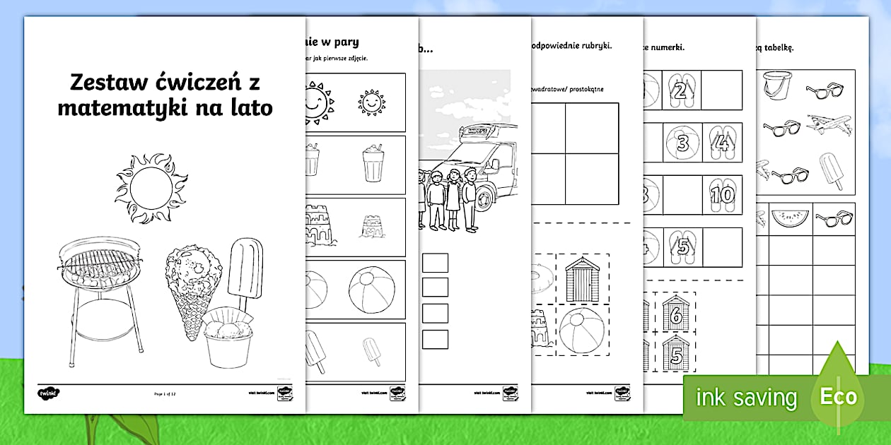 Zestaw ćwiczeń z matematyki - Wakacje (teacher made)
