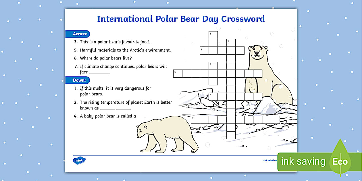 International Polar Bear Day Crossword Puzzle Fun
