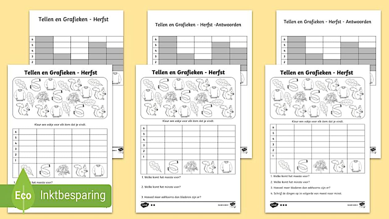 Tellen en Grafieken - Herfst (teacher made) - Twinkl