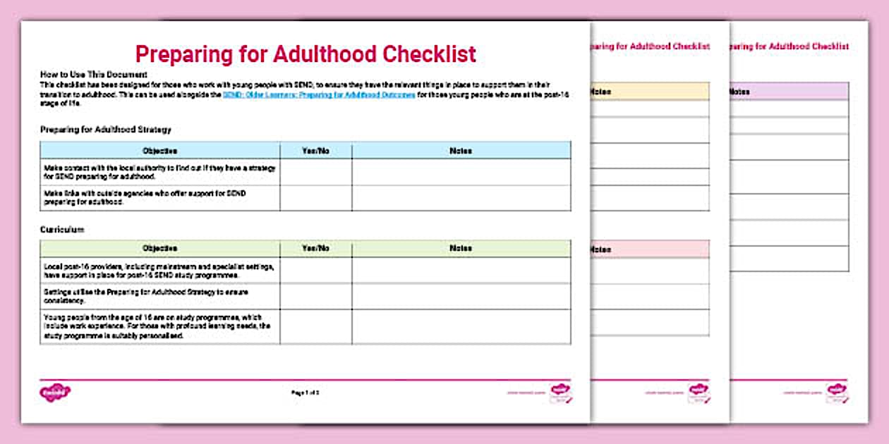 Preparing For Adulthood Checklist SEND Twinkl Twinkl