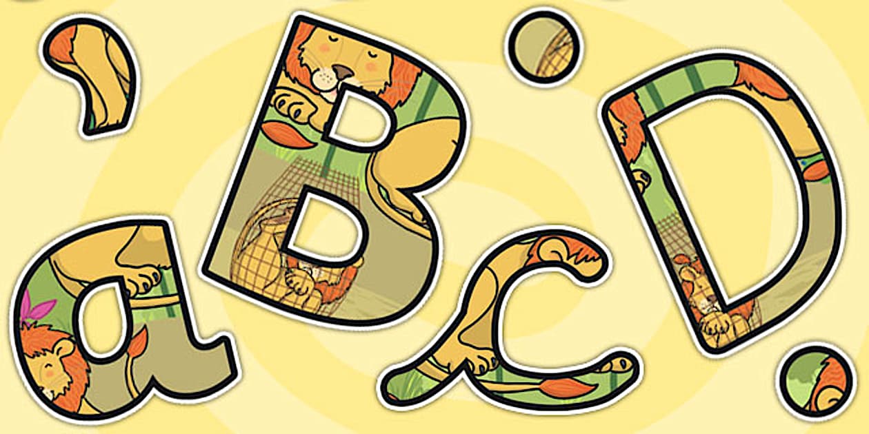 Cursive The Lion And The Mouse Themed A4 Display Lettering