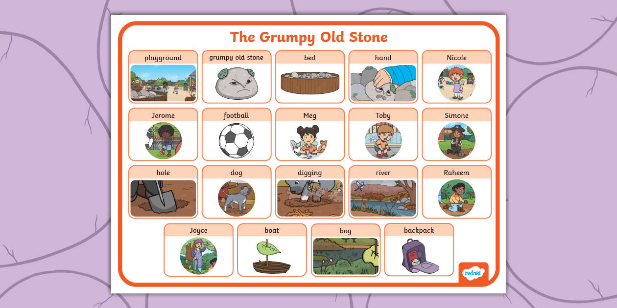 The Grumpy Old Stone Word Mat (teacher made) - Twinkl
