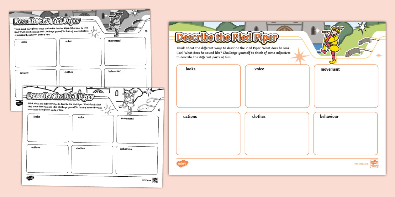 Pied Piper Adjectives Worksheet (teacher made) Twinkl