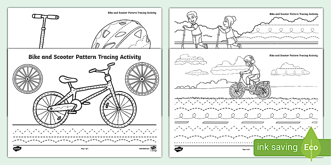 Bike and Scooter Pattern Tracing Activity (teacher made)
