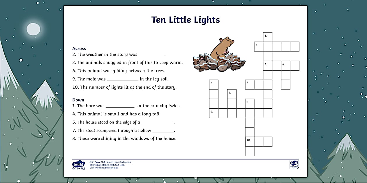 Ten Little Lights Crossword (teacher made) Twinkl