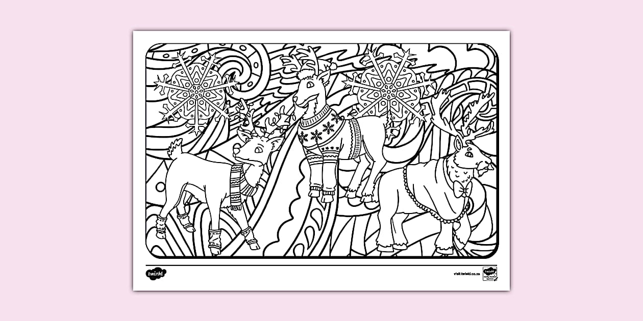 Reindeer Mindfulness Colouring Sheet (teacher made) - Twinkl