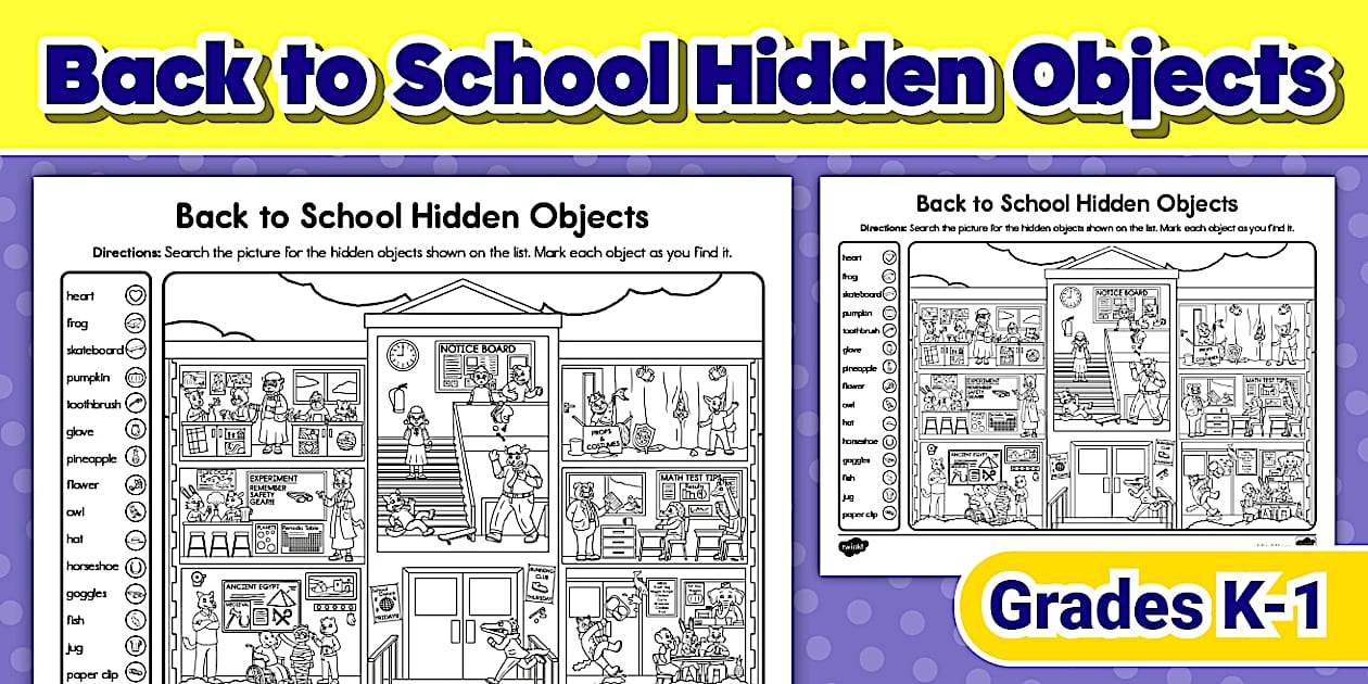 Back to School Hidden Objects Activity