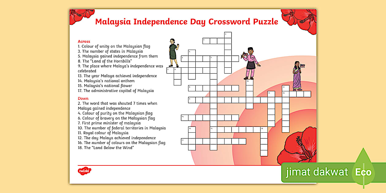 Malaysia Independence Day Crossword Puzzle (teacher made)