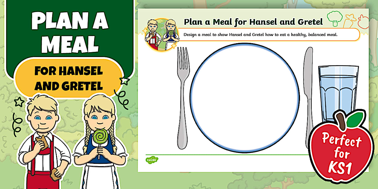 KS1 British Food Fortnight Design a Meal for Hansel and Gretel Worksheet