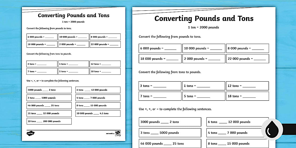 How Many Pounds in a Ton (teacher made) Twinkl