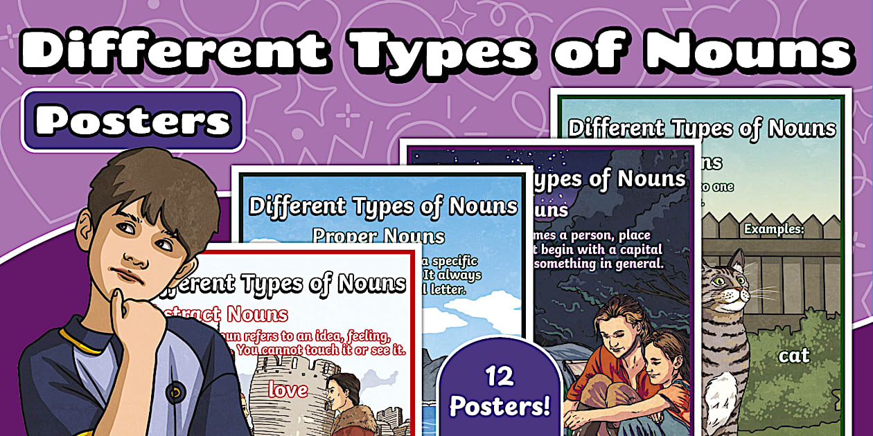 Intermediate Phase English Different Types of Nouns Poster