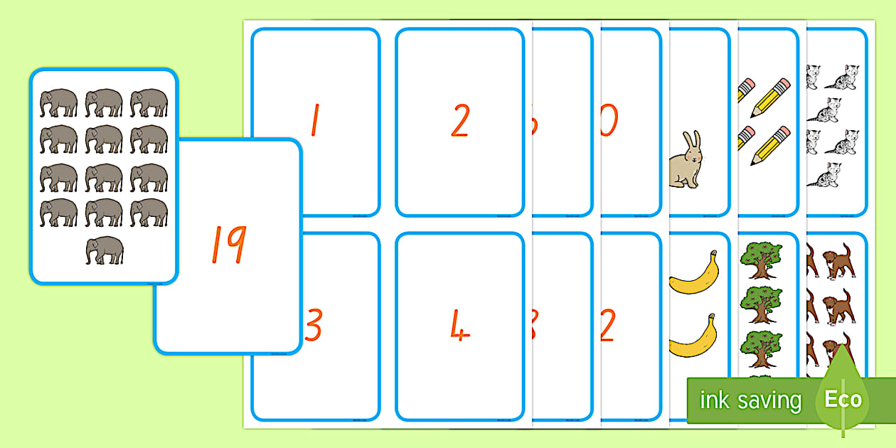 1-20 Number and Quantity Matching Cards - Twinkl