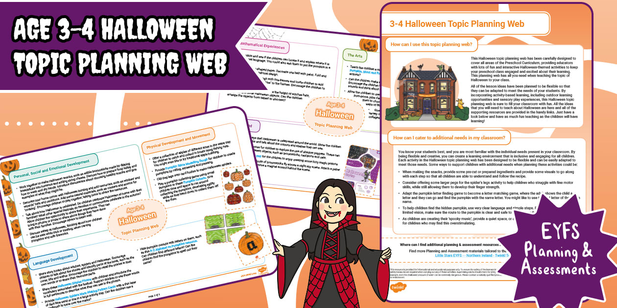 NI EYFS Age 3-4 Topic Planning Web: Halloween