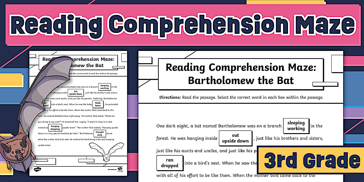 3rd Grade Bat Lesson Third Grade Reading Comprehension Maze: Bartholomew the Bat