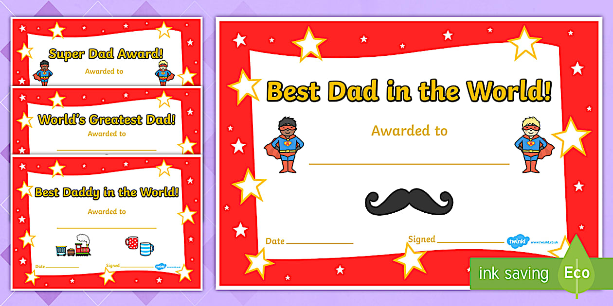 Father #39 s Day Certificates ESL Father #39 s Day Resources